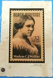 Madam C. J. Walker, Black Heritage, Stamp... Limited edition  print number #6/50, published and printed by Fairchild ...