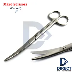 Mayo Scissors (Curved). This Curved-Bladed Mayo Scissors are Designed for Cutting Body Tissues Near the Surface of a...