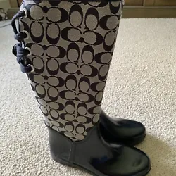 Coach Womens Ladies Logo Rain boots Sz 9 Worn Once EUC. Black and tan in color logo C . Worn once I also have the brown...