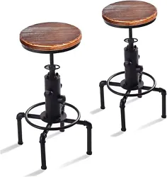 Industrial Kitchen Island Bar Stool Coffee Pub Bar Stools. The mid-size back and footrest ring provides high seating...