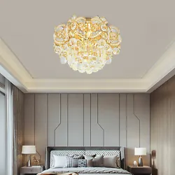 Modern Crystal Gold Chandelier Flush Mount LED Ceiling Lamp Light Fixture 40W US Specification: Voltage: 110V Power:...