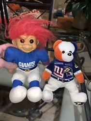 VIntage RUSS NFL New York Giants Troll Doll + Super Bowl 35 Giants Ravens Bear. Cool team NFL Russ giants troll doll...