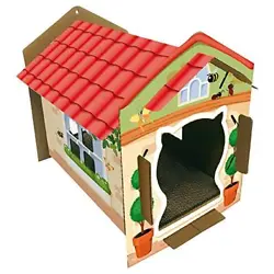 La cabane a une double utilité pour votre chat, elle devient une cachette et griffoir idéale pour la santé de ses...
