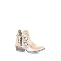 Style number: Q5128. Cutout detail. Dusty Pink and White leather foot & shaft. 802 Hwy 17 South.