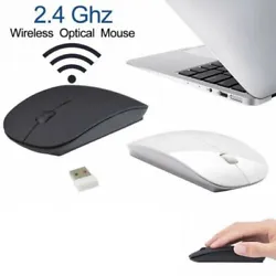 Slim 2.4 GHz Optical Wireless Mouse w/ USB Receiver For Laptop PC Macbook. 1 xWhite Or Black 2.4GHz USB Optical...