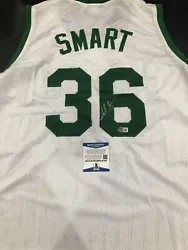 Marcus Smart Autographed Custom White Boston Celtics Jersey.
