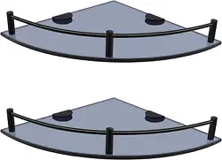 Each can hold up to 10kg/22lbs. Corner glass shelf with rail can protect your goods from falling down from the shelf...