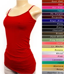 Bozzolo Basic Adjustable Spaghetti Strap Bra Strap Long Tank Top. No built-in bra. Material: 95% Cotton 5% Spandex....