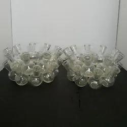 Pair Centerpieces 18 Bottle Clustered Flower Frog Glass Stacked Floral Bud VaseMeasurements: 4