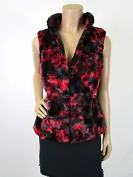 NueVa Canada Fashion House Faux Fur Vest Size 8 Red Black. Beautiful Red & Black faux fur Vest by NueVa Canada Fashion...