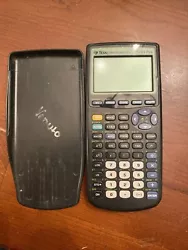 Texas Instruments TI-83 Plus Graphing Calculator w/Cover PARTS. Powers on briefly, then shuts off. Weird symbols on...