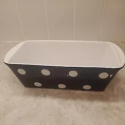 Navy With Big White Dots  Loaf Pan Baker Bake, Freeze, Microwave Dishwasher Safe Excellent Condition. Never Used. No...