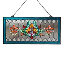 The traditional Fleur de Lis pattern fits well with all decors. This 30 in.L swirling real glass designed in rich...