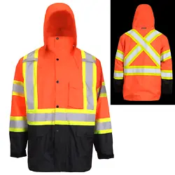Ensure your visibility, comfort, and protection in various weather conditions with this high-visibility rain jacket....