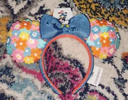 BRAND NEW Disney Parks 2023 Daisy Duck Floral Flower Minnie Mouse Ear Headband NWT.
