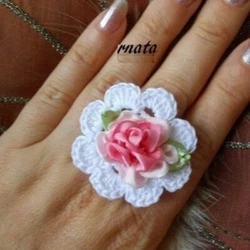 Bague fleur en crochet,bijoux fleur au crochet,cadeau noël femme,bague createur. Service de livraison : Lettre Suivie