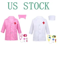 GirlsSleepwear. Back with split design. Matching a cap and one set doctor play tools(random color). Set Include : 1Pc...