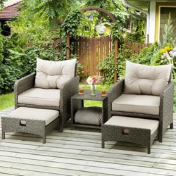 This set includes 2 single chairs, 2 ottomans and 1 coffee table. A box contains a chair, an ottoman, all screws. A box...