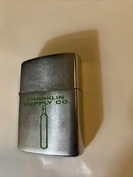 1959 ? See Description Vintage Zippo Lighter Patent 2517191. Engraved Franklin Supply Co. I believe it is a 1959 with...
