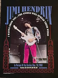 Jimi Hendrix. In very good condition, would display well. in person at the Garden, New York City.