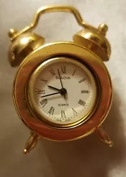 Solid Brass Small Desk Clock - keeps time, new battery.