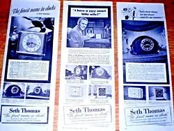 Lot of 3 diff. paper print ads from magazines of 1946.