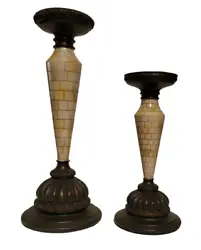 2 Unique pedestal candle holders. Both use 3