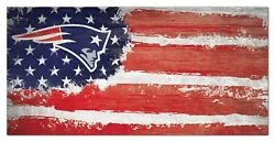 NEW ENGLAND PATRIOTS WOODEN SIGN. RUSTIC ROPE FOR HANGING. WOODEN SIGN WITH PAINTED DISTRESSED LOOK.
