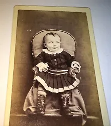 Antique Adorable Smiling Little Child, Great Chair! Storm Lake, Iowa CDV Photo! Location: Storm Lake, Iowa. Lovely...