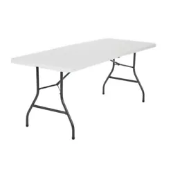 Cosco 6 table has a fully molded top. Heavy duty table folds in the center. Easy to clean surface. Set multiple pieces...