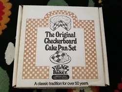 Vintage Checkerboard Cake Pan Set Chicago Metallic 3 Pans Divider Original Box. Never used. Instructions and recipes...