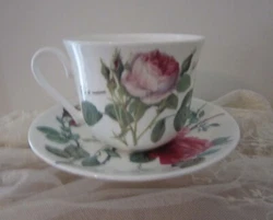 Roy Kirkham Redoule Roses Bone Chine England Cup And Saucer.  In Very Nice Vintage Condition.  Cup Holds 12 oz....