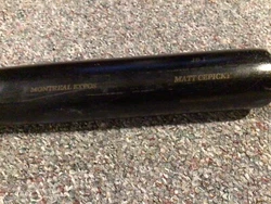 Montreal Expos Baseball Bat Broken Matt Cepicky Sam Bat Black Game Used. 33.5” x 31 ounces.