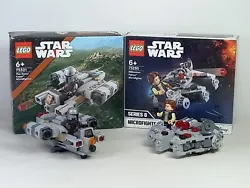 Lego Star Wars lot figurines 75321 Mandalorian 75295 Han Solo Microfighter.  Lego 75321 le Razor Crest avec la.mini...
