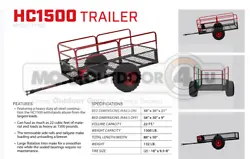 MODEL # TX162. Yutrax HC1500 Trailer is lightweight and durable. Featuring a heavy duty all steel construction the...
