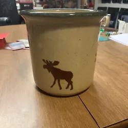 Monroe Saltworks Pottery maine moose Jar Pot cannister Crock. No lid(not sure if it even had one) great shape