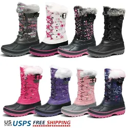 Knee high snow boot faux-fur trim with adjustable buckle closure. Fully textile lined with warm thermal for added...