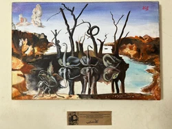 Salvador Dalí. Hanmade painting on canvas.