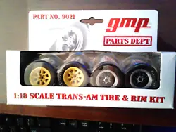 New in box GMP 9021 1/18 Trans-Am Tire and Rim kit. Very rare and hard to find.