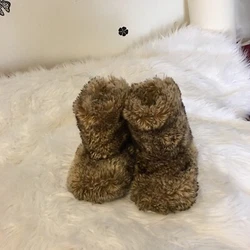Faux Fur Slipper Boots. Condition is 