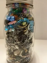 broken jewelry lot for crafts Beads, Jewelry, Findings Mixed Materials mason jar full A little bit of everything fills...