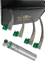 FIBER OPTIC MAC LARYNGOSCOPE SET WITH 4 BLADES 1 HANDLES AND A BEAUTIFUL CASE. FIBER OPTIC LARYNGOSCOPE BLADE MAC # 1...