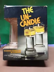 The Un-Candle Complete Set of 2 Unused in Box Floating Candles by Corning 1970s. J3  This is a vintage unused item that...