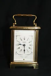 Size is approx 3.25in x 2.75in x 4.5in. The clock face has Bayard on it. It is 9 jewels unadjusted.