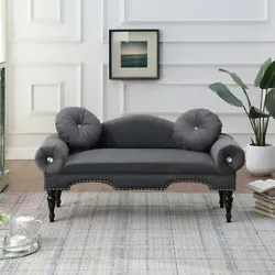 Loveseat Upholstered Love Seat Button Tufted Sofa Couch with Nailhead Trimming Rolled Arms with 2 Pillows for Bedroom....