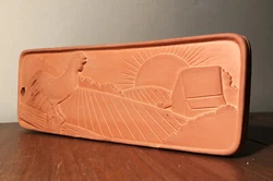 See second image. it doesnt get cozier than this: a rooster and country sunrise trope scene in relief. just begging for...