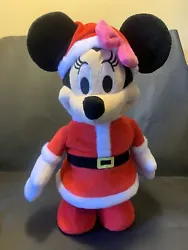 Minnie Mouse Animated Plush Figure. 2016 Disney Musical Minnie Mouse Dancing Santa Christmas Holiday Plush StuffedFun...