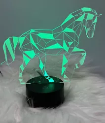 3D Horse Lamp Night Light 7 Color Change LED Table Desk Lamp Acrylic Flat ABS.... see photos for condition and detail....