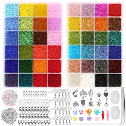 【Colour Glass Beads Set】The glass seed beads are solid, anti-flaking, anti-scratch, sturdy and durable. Beads kit...