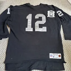 Vintage Champion Throwbacks Oakland Raiders Ken Stabler 12 Jersey Sweater Large. Has a few flaws. Some stitching on...